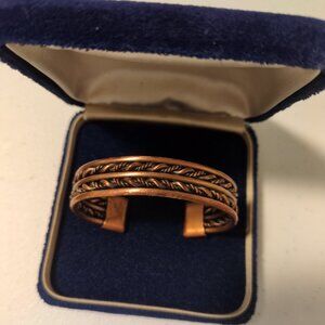 Copper Braided Cuff Bracelet Artisan Autumn Brown Metalwork Boho Chic